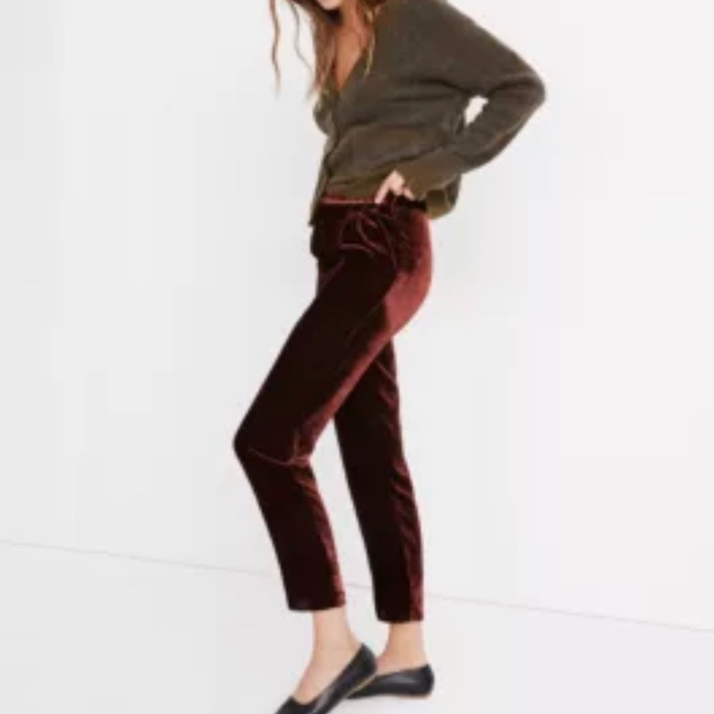 Velvet Tapered Pleat Pull-On Pants